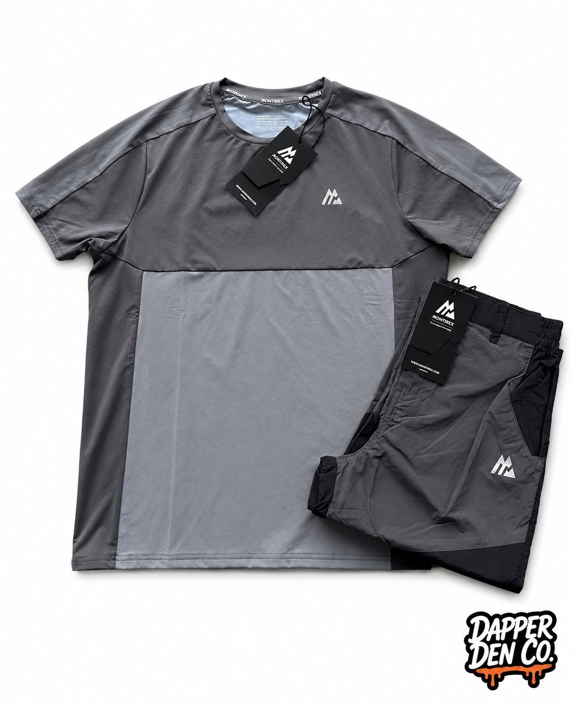 Montirex Logo BOYs 2pc T-Shirt & Track Pants Set Drawstring Grey/Black XL /L