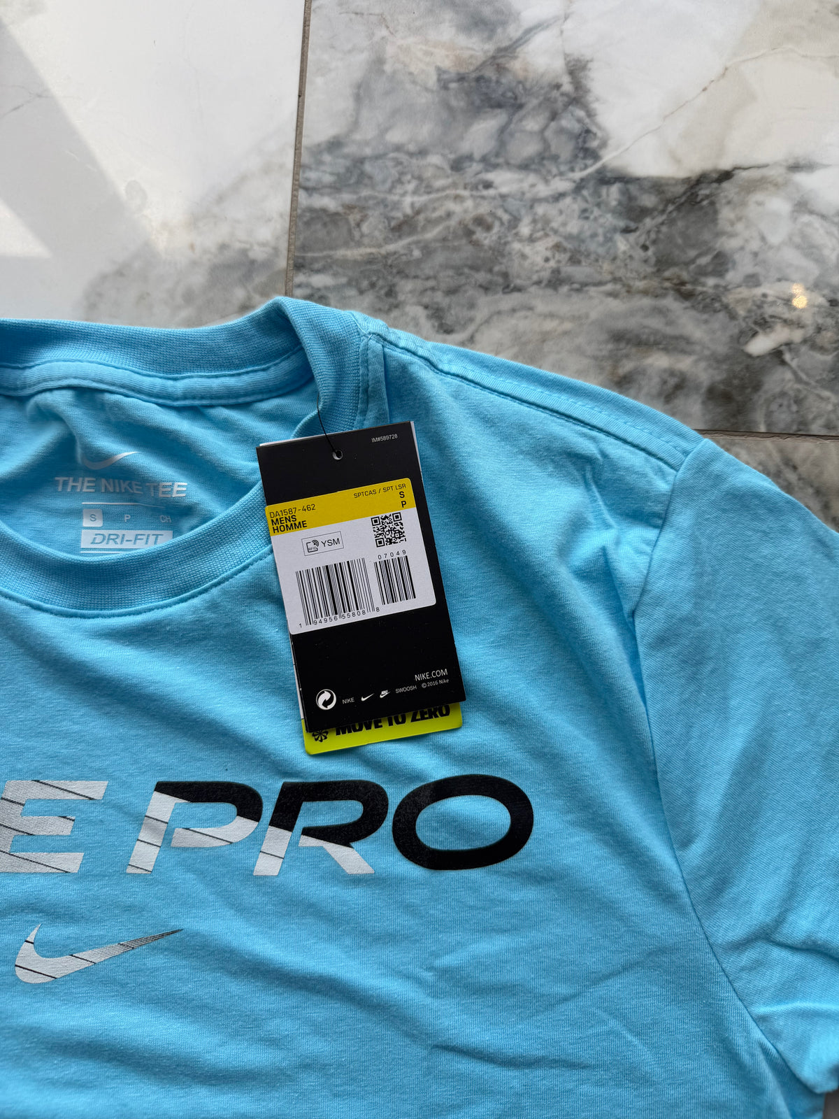 Nike Pro Dri-FIT Men's Blue Logo Crew Neck Short Sleeve T-Shirt Size S