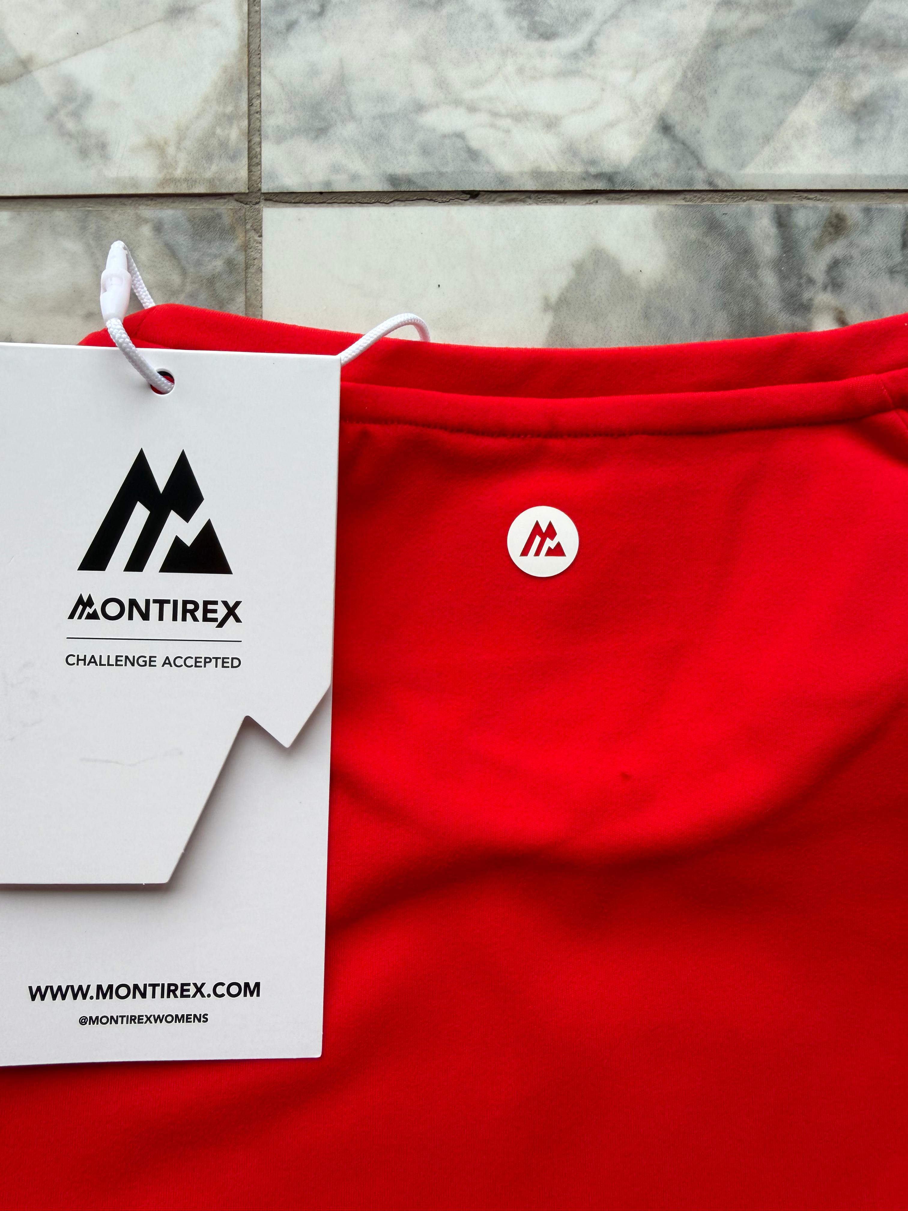 Montirex womens Red Logo Crew Neck Raglan Sleeve Activewear T-Shirt Size M