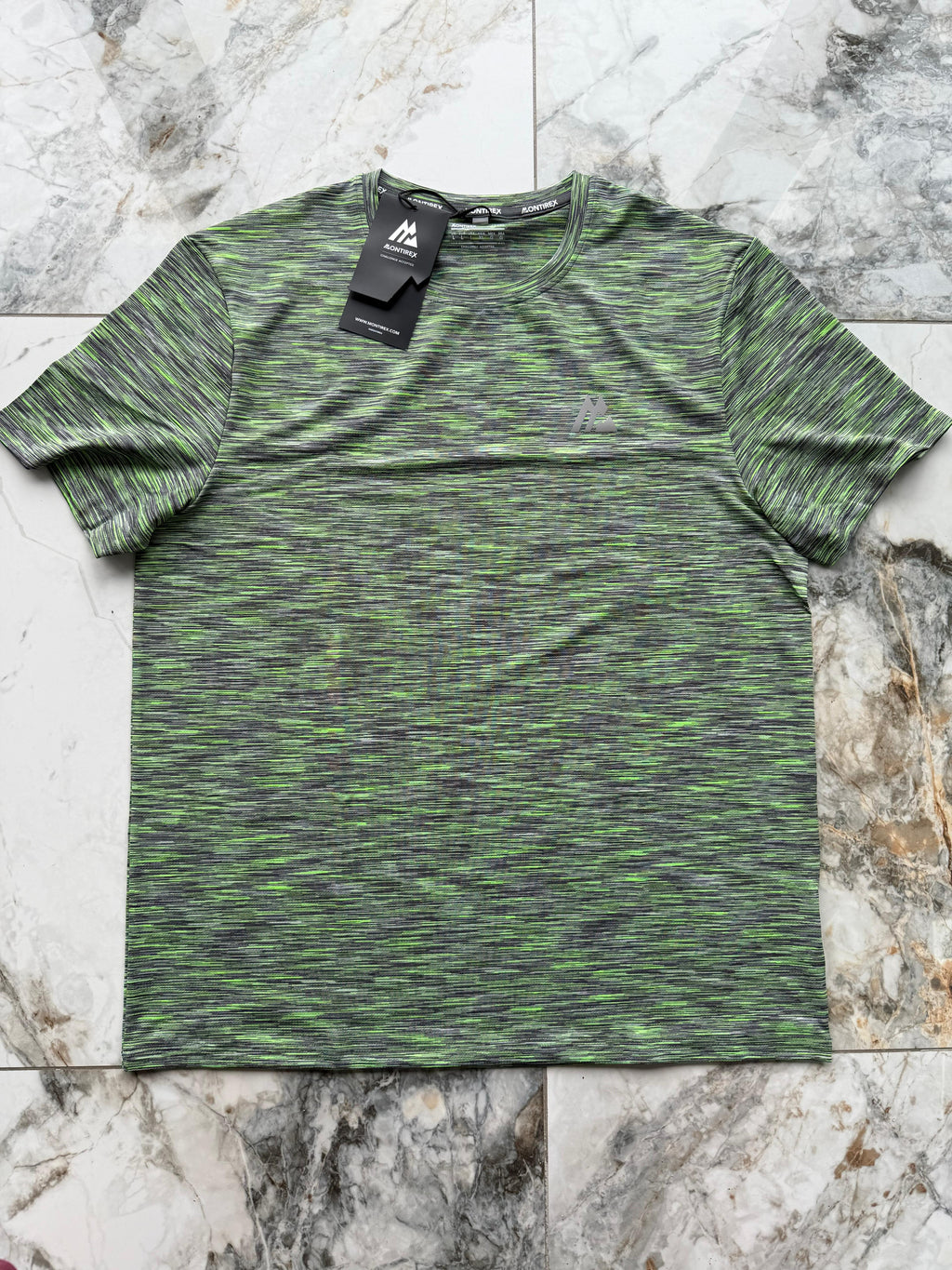 Montirex Trail 2.0 Men's Grey/Green Polyester Logo Crew T-Shirt Size L 234815