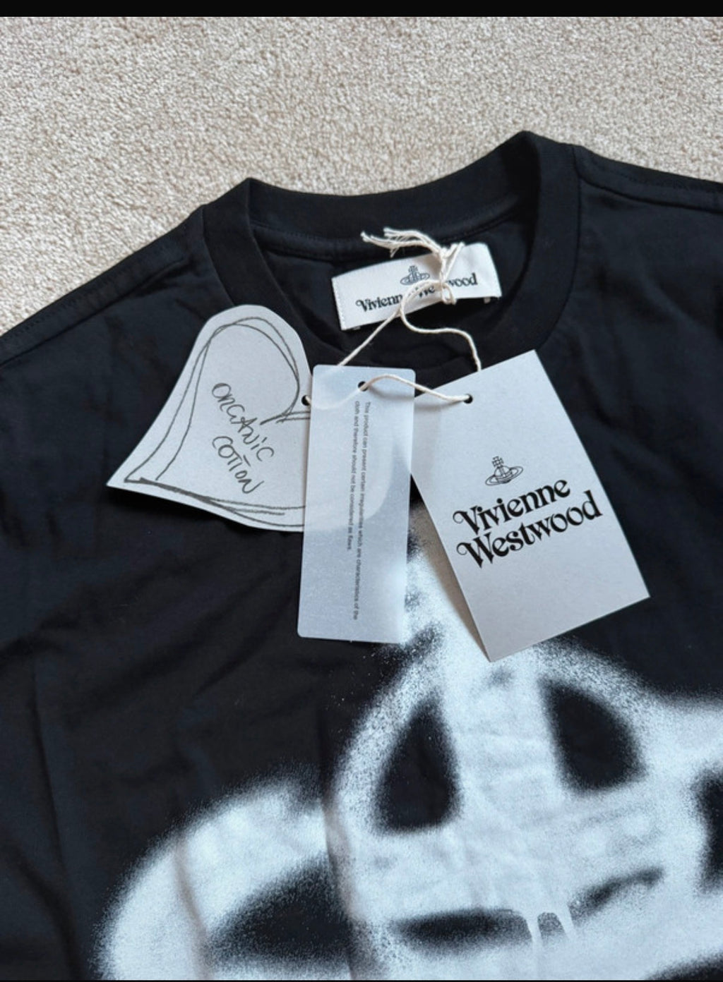 Vivienne Westwood Men’s Black Spray Orb Graphic Print Crew Neck T-Shirt 2XS