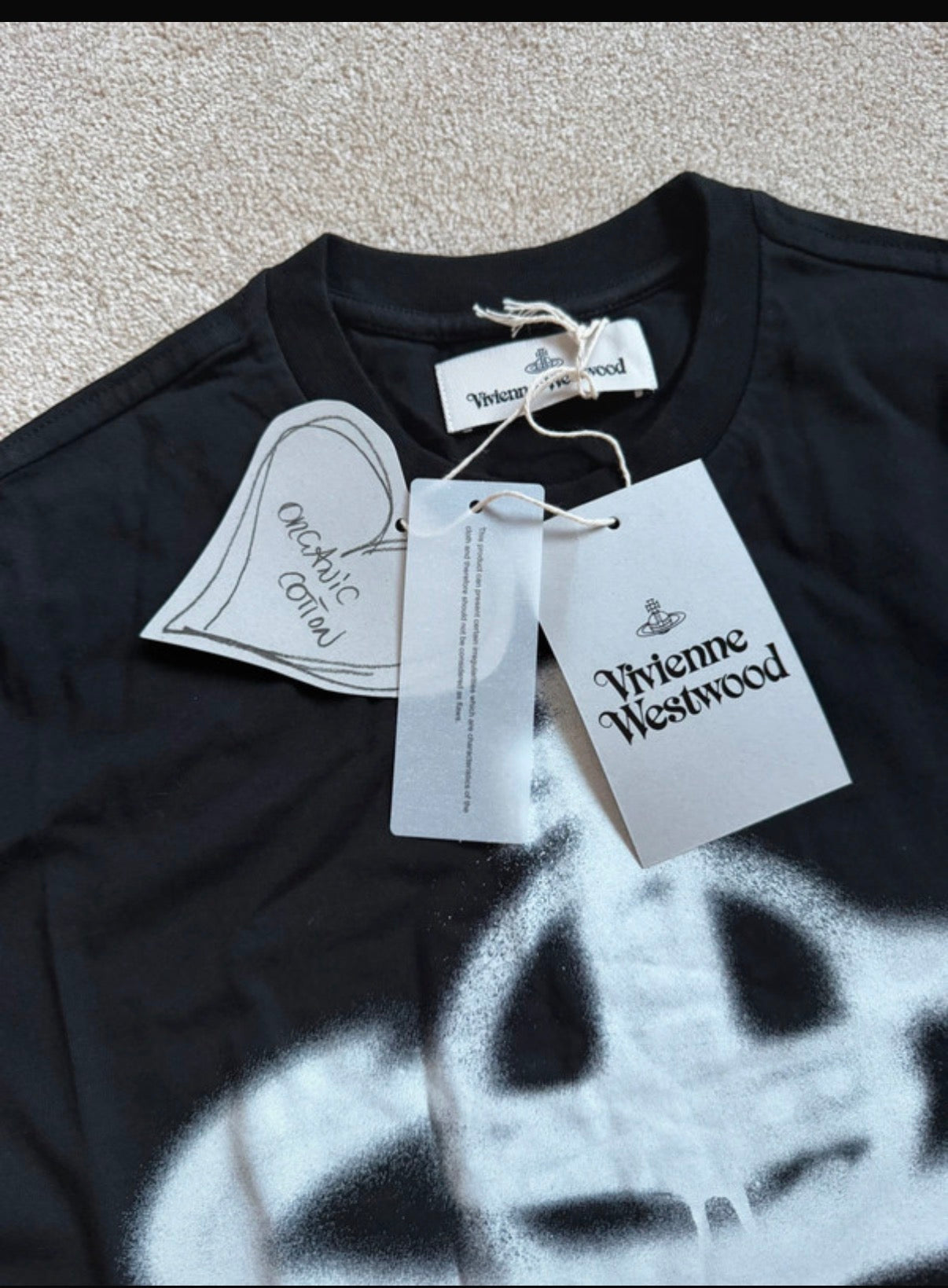Vivienne Westwood Men’s Black Spray Orb Graphic Print Crew Neck T-Shirt 2XS