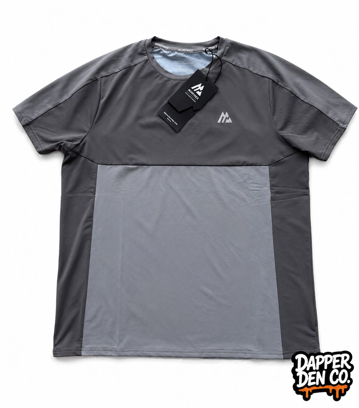 Montirex boys  Grey/Dark Grey Colourblock Logo Crew Neck T-Shirt Size XL