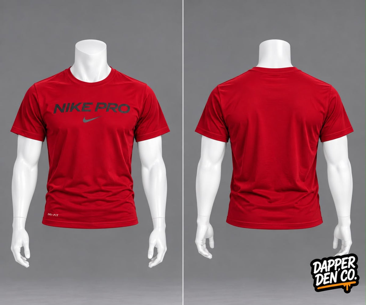 Nike Pro The Nike Tee Dri-FIT Men's Red Polyester Logo Crew T-Shirt Medium 808787-657