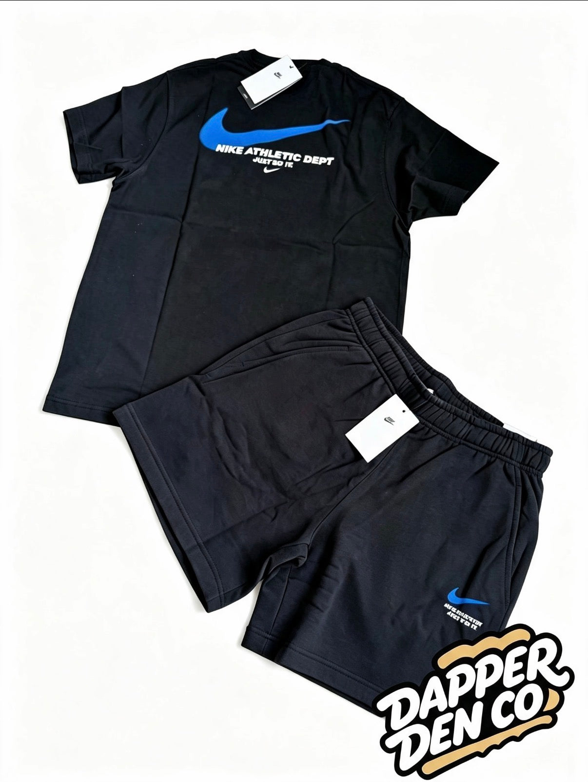Nike Athletic Dept Just Do It Logo 2pc T-Shirt & Shorts Set Black/Blue MEDIUM