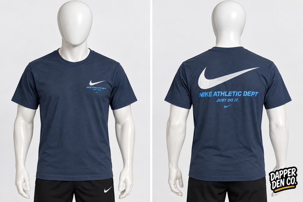 Nike Men’s Blue Athletic Dept Just Do It Logo Graphic Crew Neck T-Shirt M