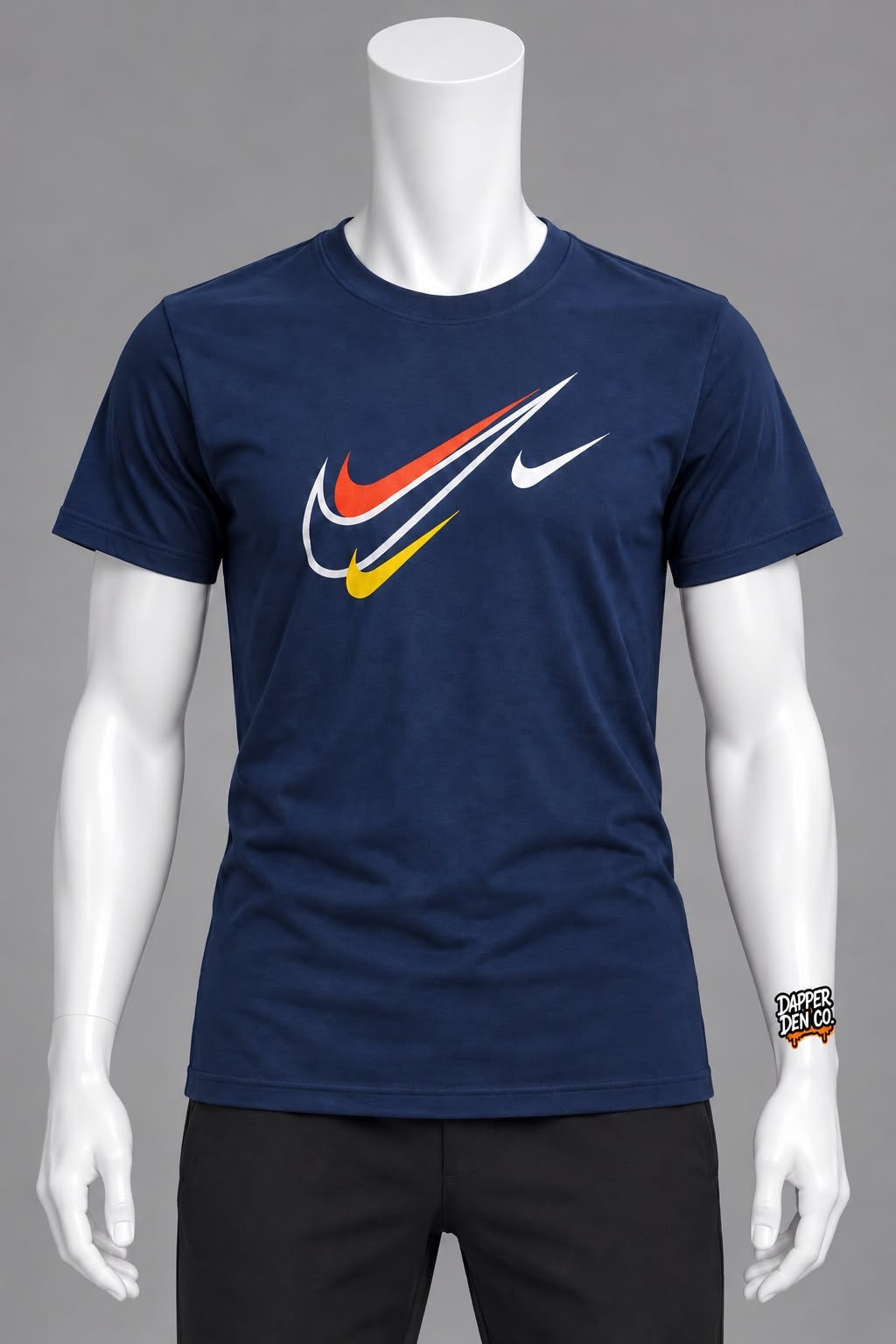 Nike Men’s Navy Logo Graphic Print Crew Neck Short Sleeve T-Shirt LARGE