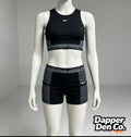 Nike Pro Women’s Medium Support Racerback Crop Top & Shorts Black/Grey Size X Small