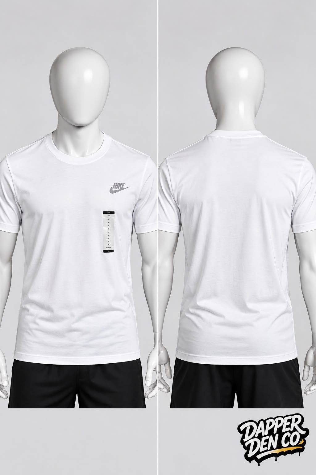 Nike Men’s White Solid Logo Crew Neck Short Sleeve Regular Fit T-Shirt M DRI-FIT