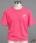 Nike Men’s Pink Logo Crew Neck Short Sleeve Solid Plain T-Shirt Regular L