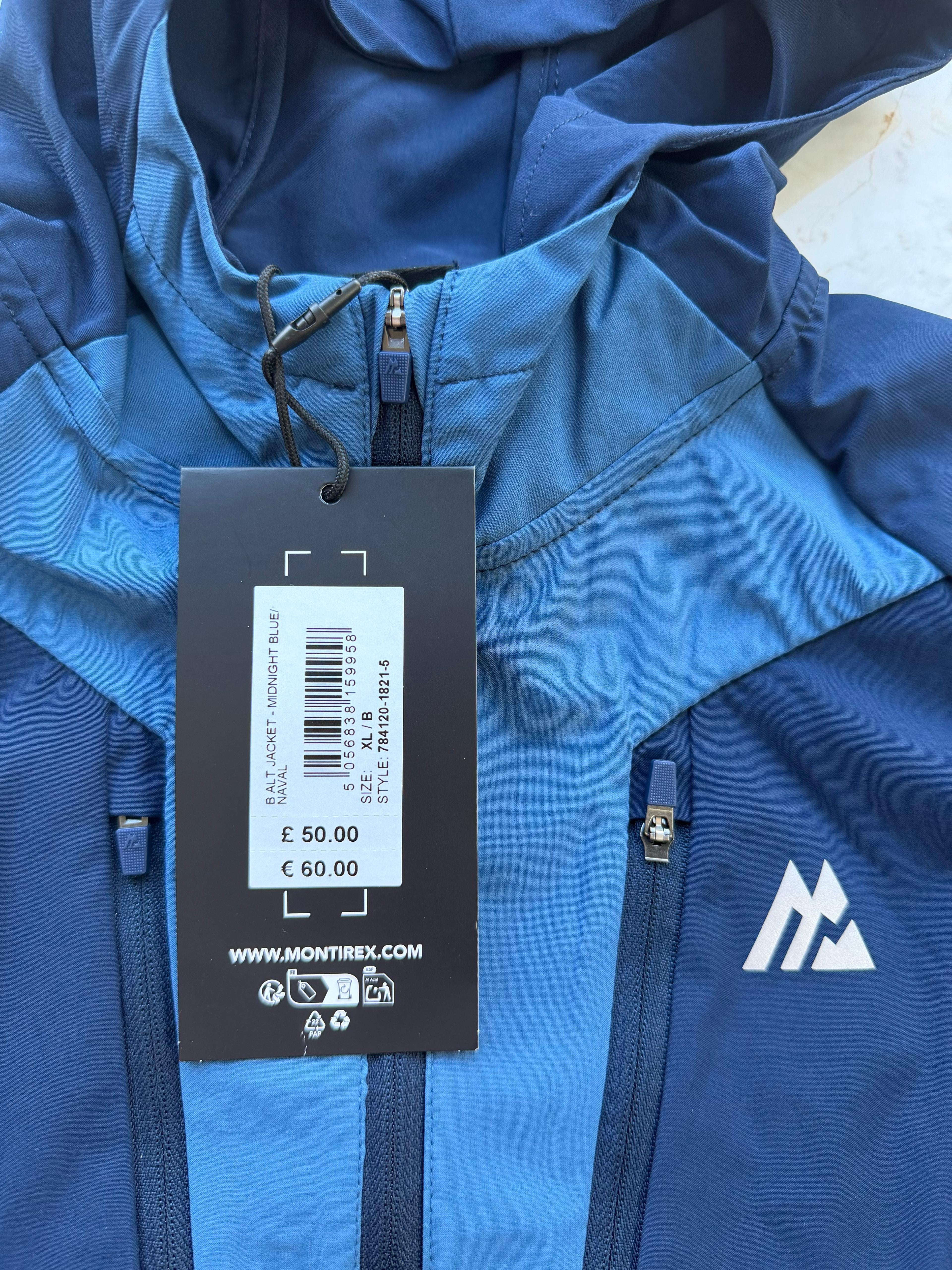 Montirex Men's 2pc Hooded Full Zip Track Jacket & T-Shirt Pockets Blue XL