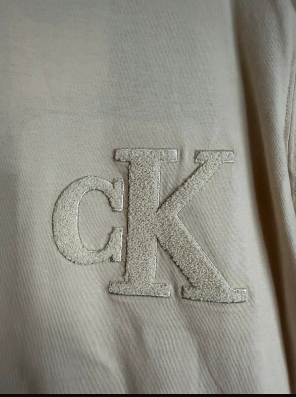 Calvin Klein Jeans Men’s Beige Logo Crew Neck Short Sleeve T-Shirt Size M
