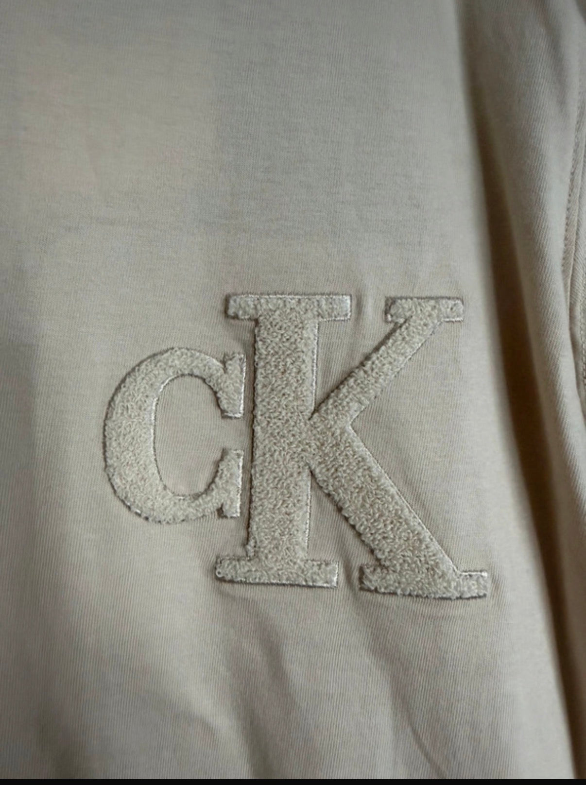 Calvin Klein Jeans Men’s Beige Logo Crew Neck Short Sleeve T-Shirt Size M