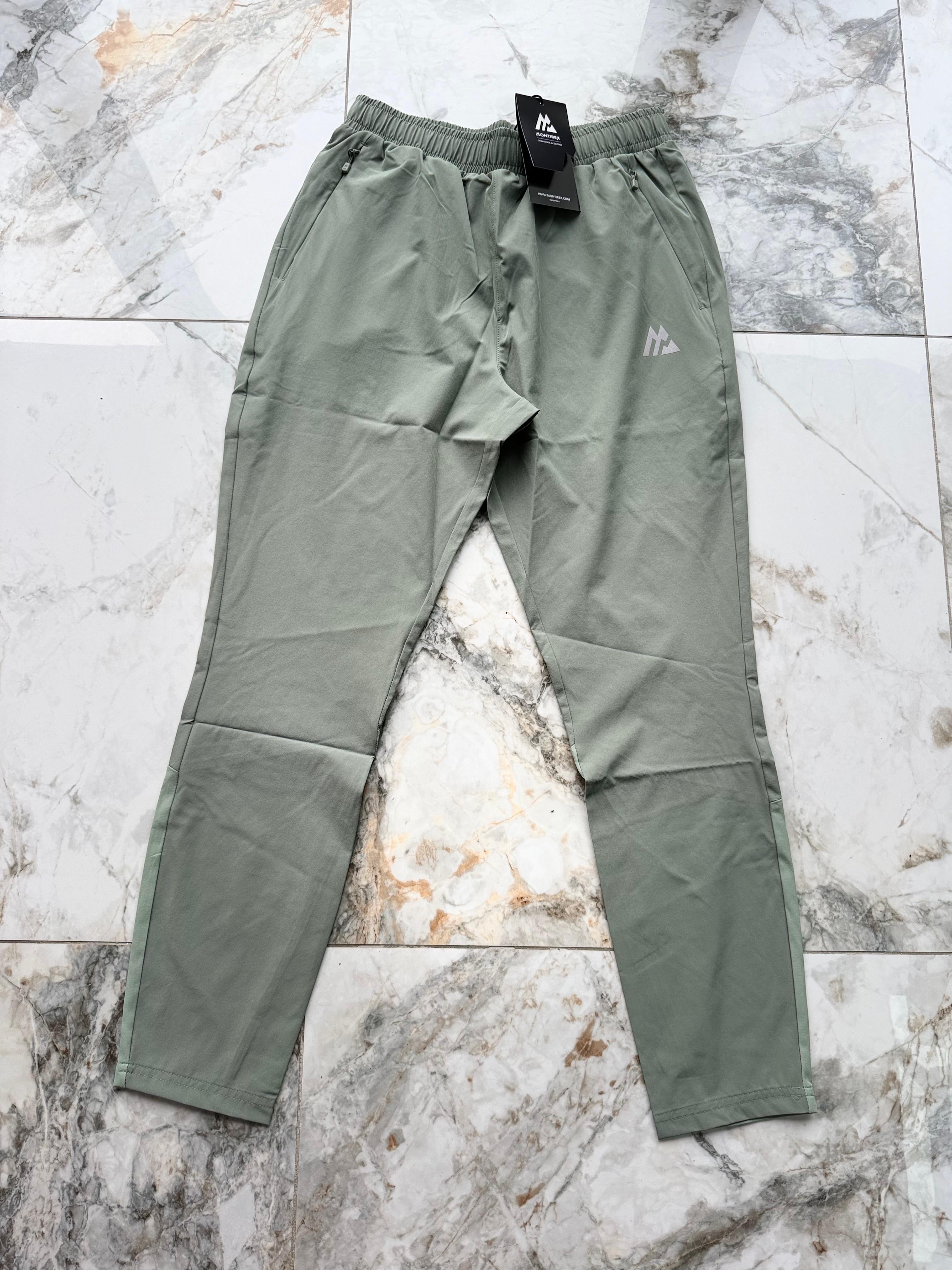 Montirex Trail Pant Men's Green Jogger Trousers Zip Pockets Drawstring Size S