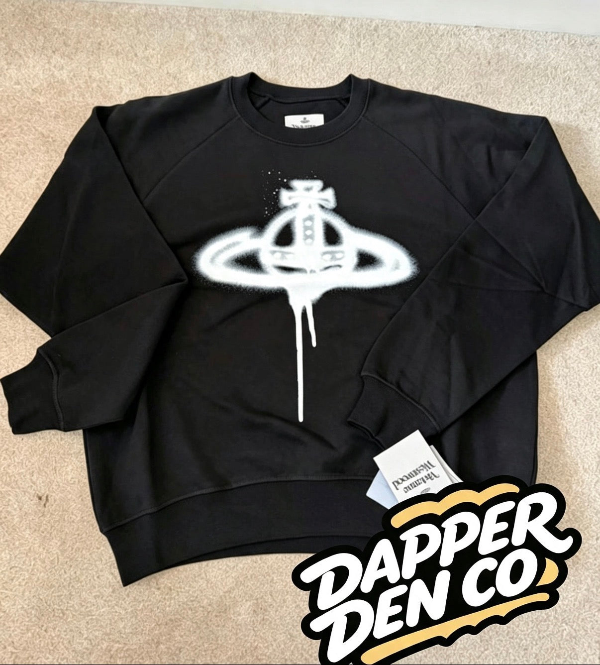 Vivienne Westwood Black Orb Logo Graphic Print Crew Neck Raglan Sweatshirt M