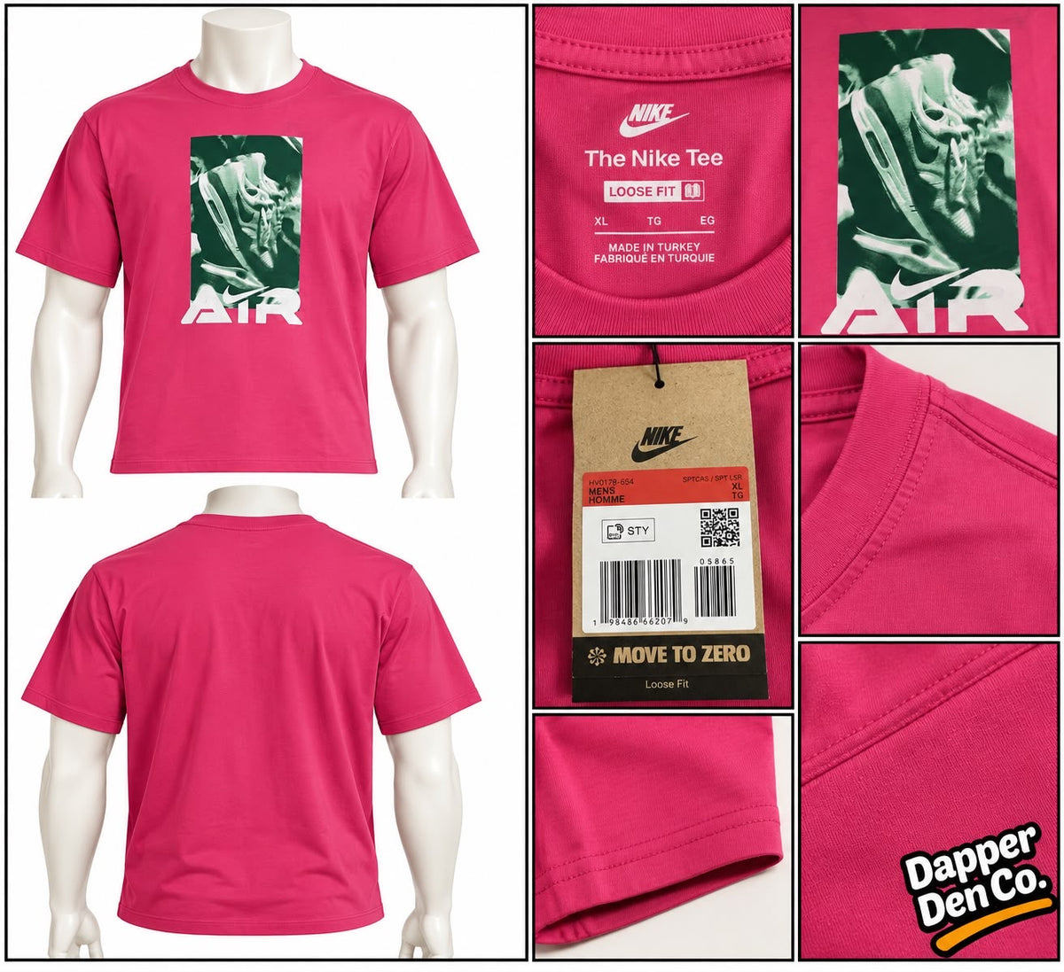 Nike Men’s Pink Nike Air Logo Graphic Print Crew Neck Short Sleeve T-Shirt XL