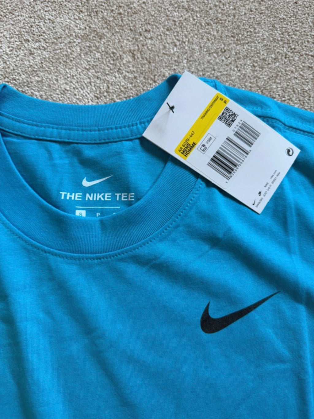 Nike The Nike Tee Dri-FIT Men's Blue Polyester Logo Crew Neck T-Shirt Size S