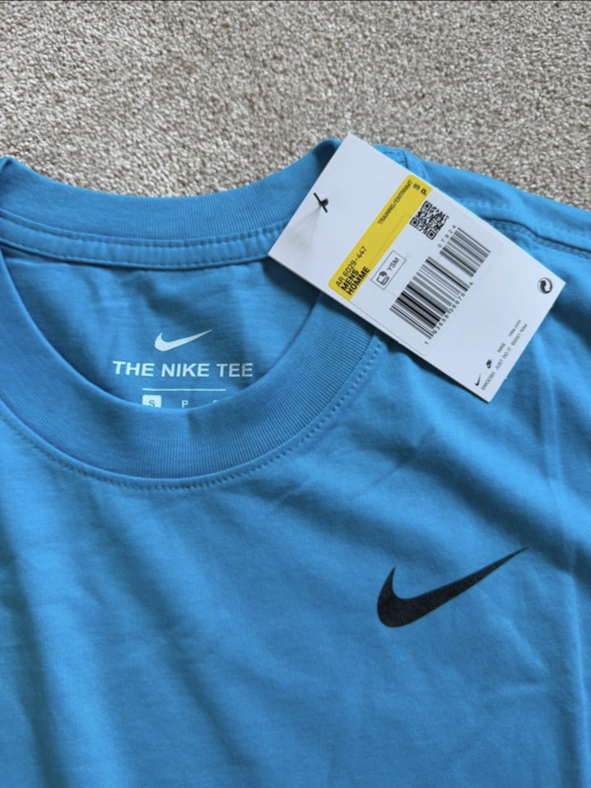 Nike The Nike Tee Dri-FIT Men's Blue Polyester Logo Crew Neck T-Shirt Size S