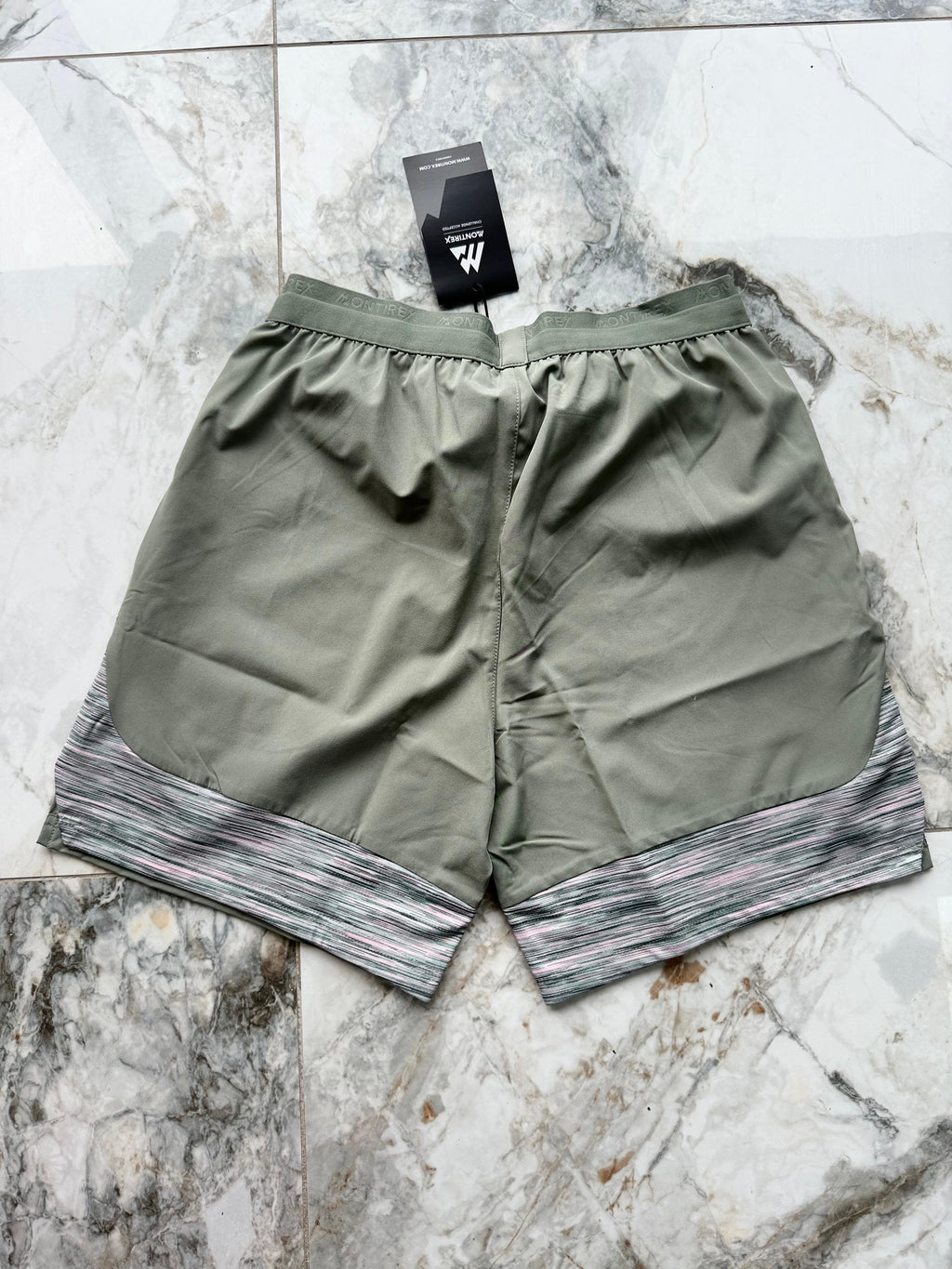 Montirex Men's Green Athletic Shorts S Elastic Waist 5in Leg Gym & Training