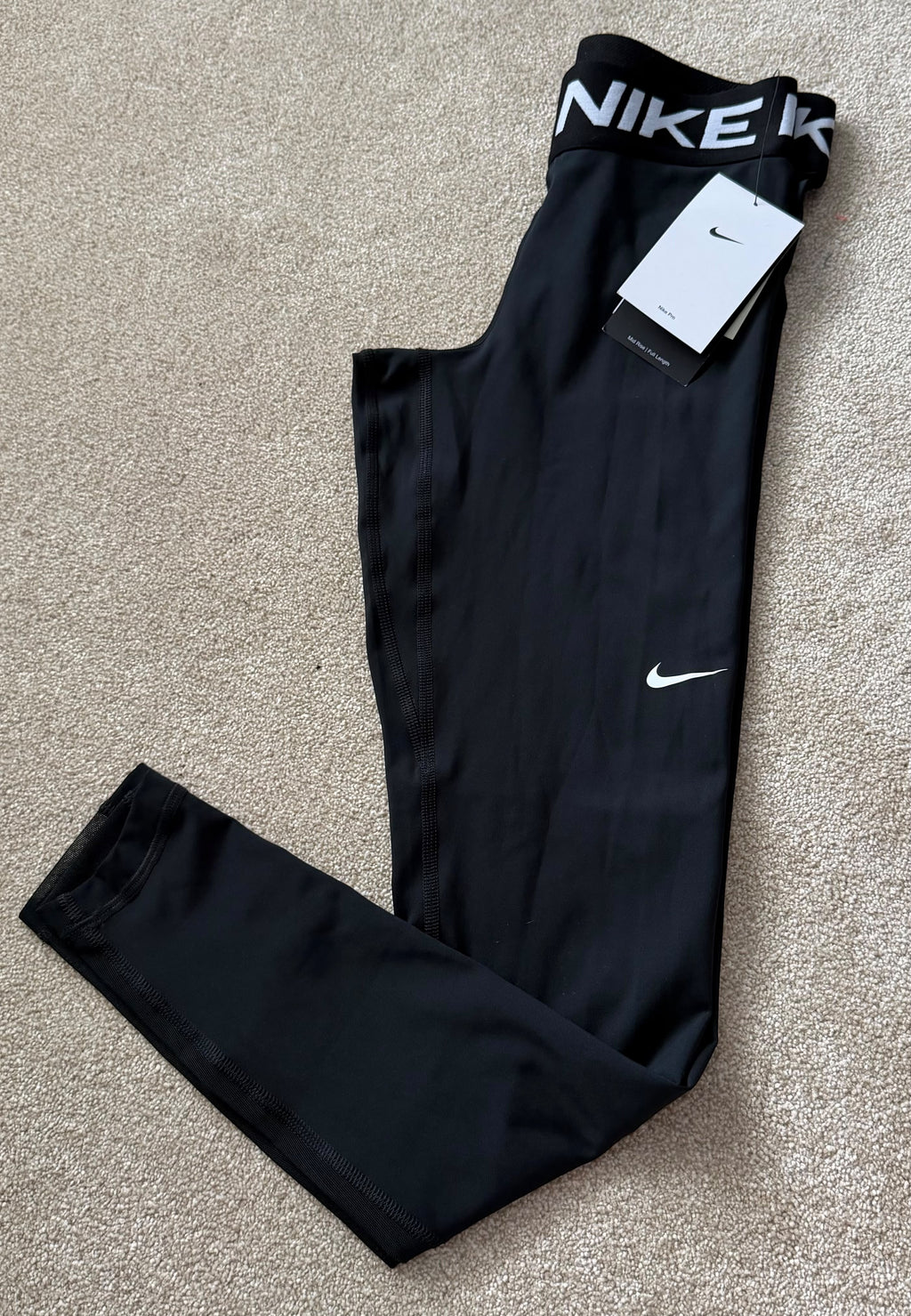 Nike Pro Dri-FIT Womens Black 2pc Crop Long Sleeve Top & Leggings Set XS