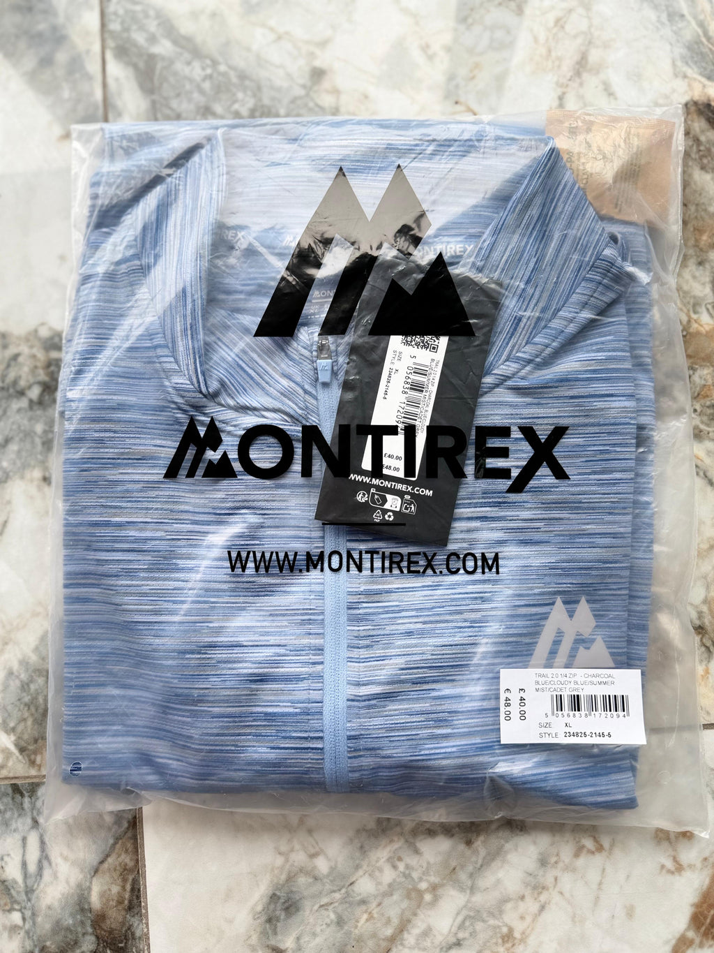 Montirex Trail 2.0 Men's Blue/Grey Polyester 1/4 Zip Mock Neck Top XL