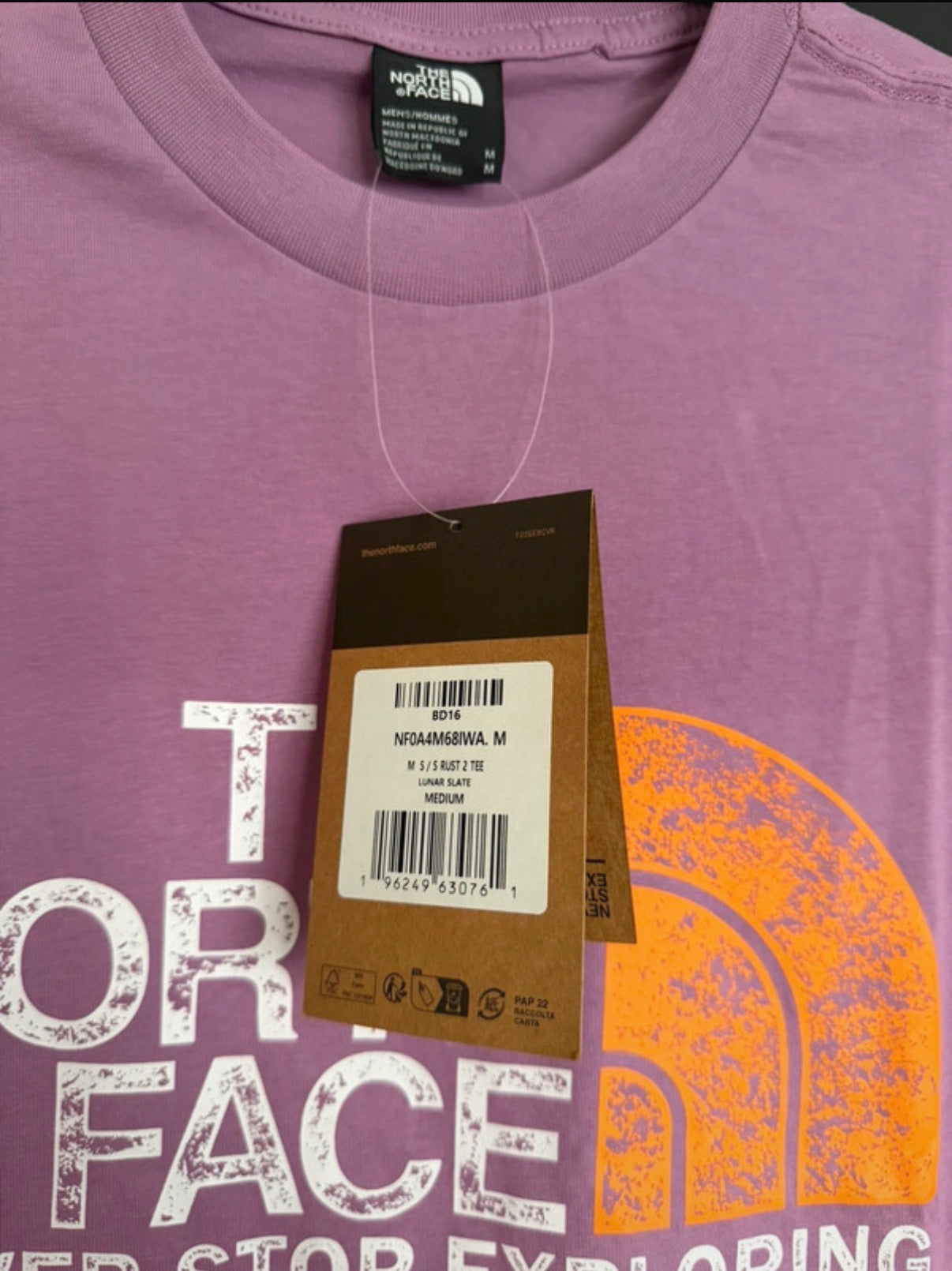 The North Face Men’s Purple Logo Graphic Print Crew Neck T-Shirt Short Sleeve M