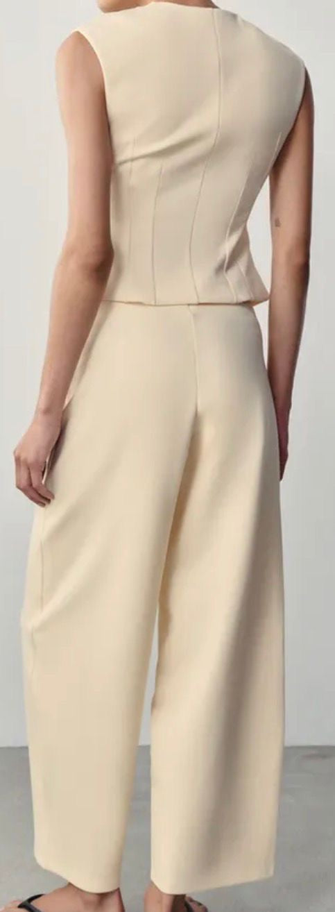 Zara 2 Piece interlock baloon trouser and buttoned waistcoat size S