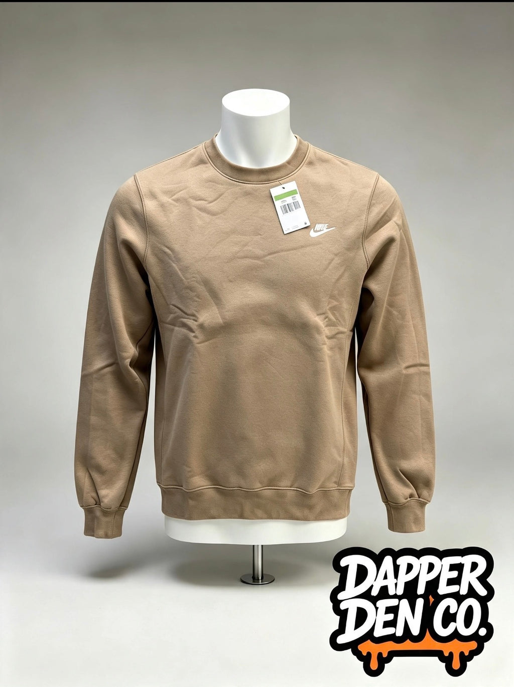 Nike Men's Beige Crew Neck Fleece Sweatshirt Logo XL BV2662-247