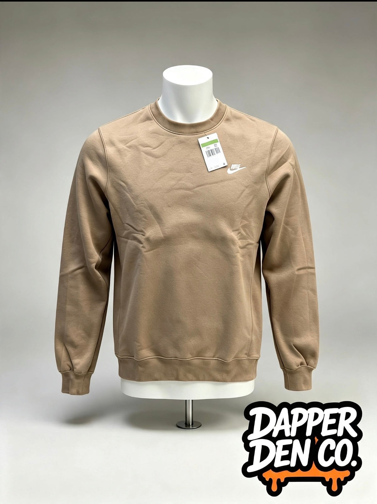 Nike Men's Beige Crew Neck Fleece Sweatshirt Logo XL BV2662-247