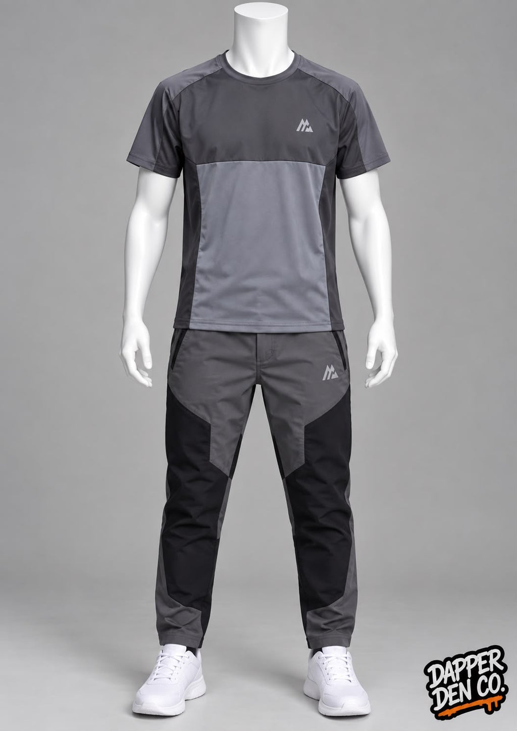 Montirex Logo BOYs 2pc T-Shirt & Track Pants Set Drawstring Grey/Black XL /L