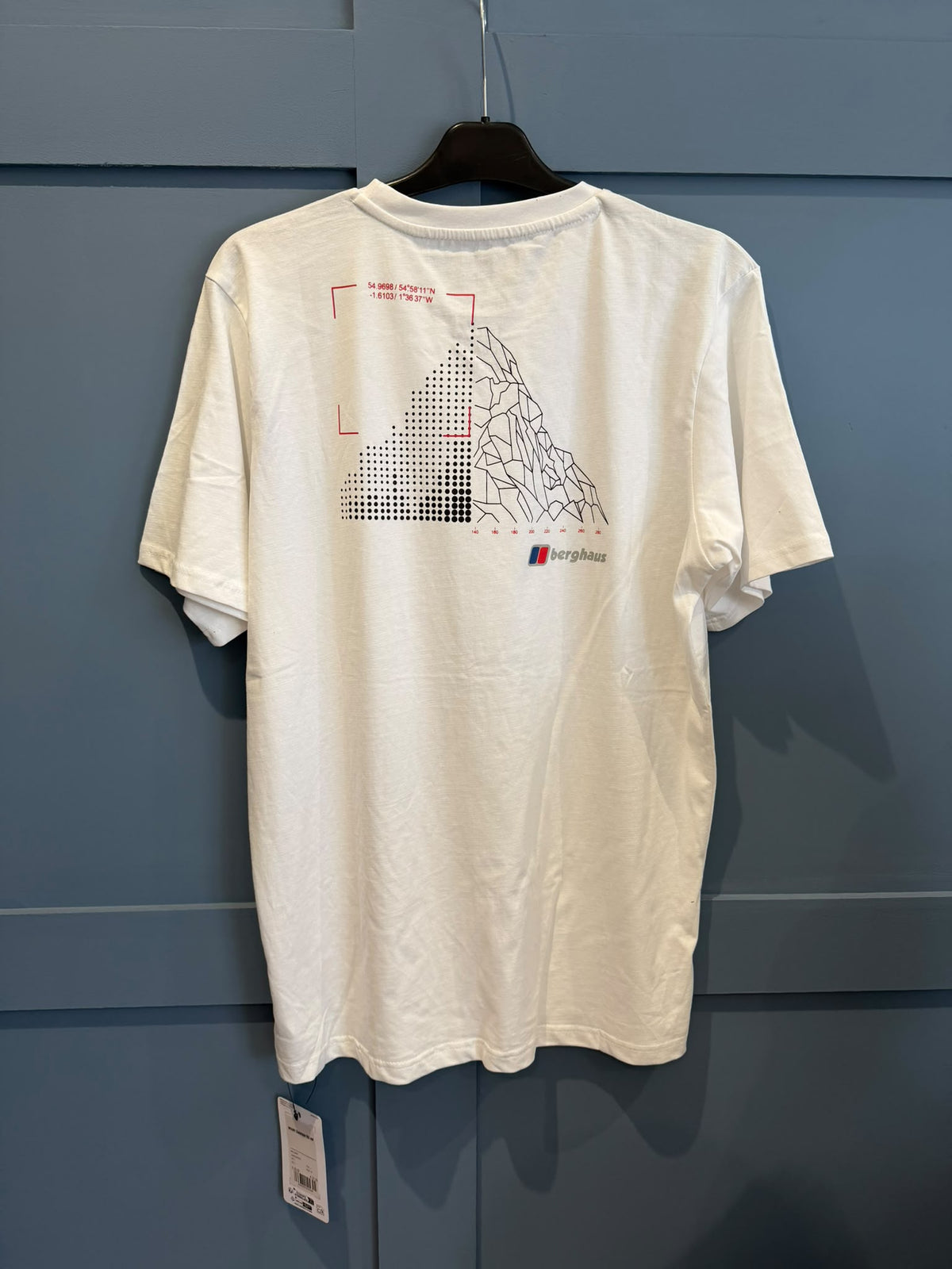 Berghaus Men’s Mount Diagram Tee AM White Graphic Logo Crew Neck T-Shirt L