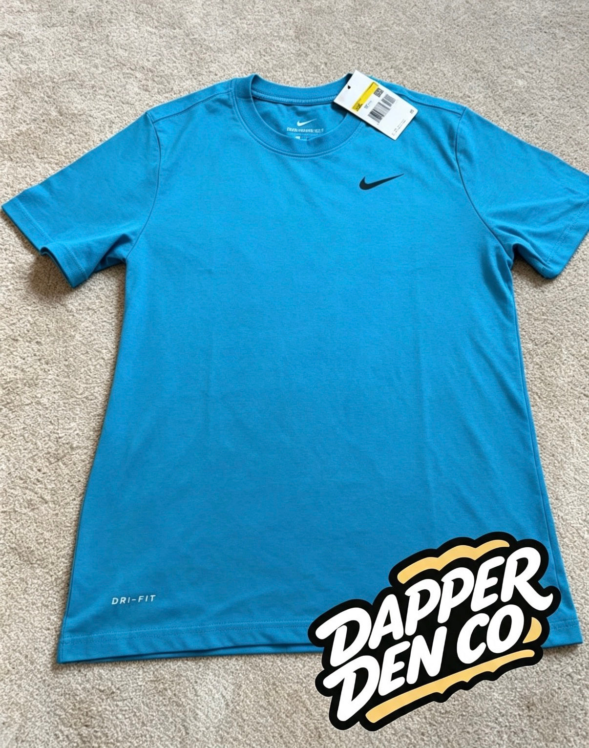 Nike The Nike Tee Dri-FIT Men's Blue Polyester Logo Crew Neck T-Shirt Size S