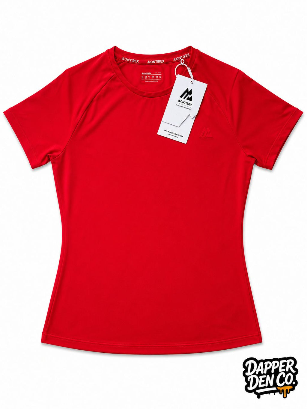 Montirex womens Red Logo Crew Neck Raglan Sleeve Activewear T-Shirt Size M