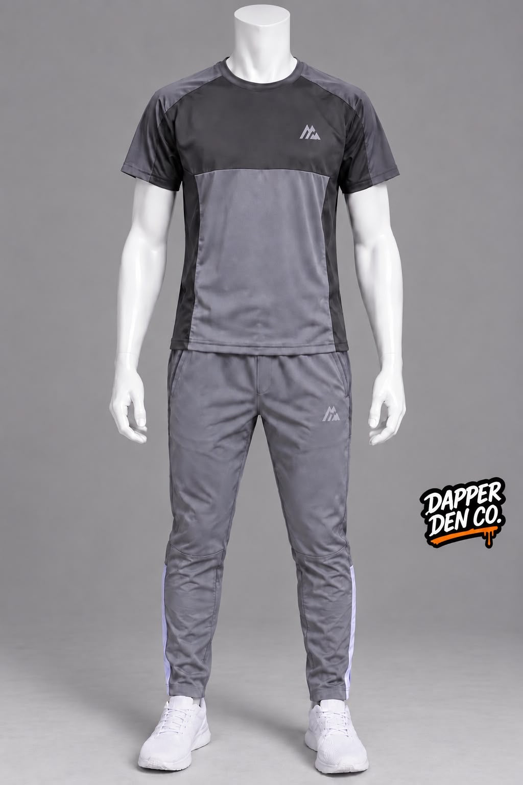 Montirex Logo Men's BOYS 2pc T-Shirt & Track Pants Set Breathable Grey XS XLB