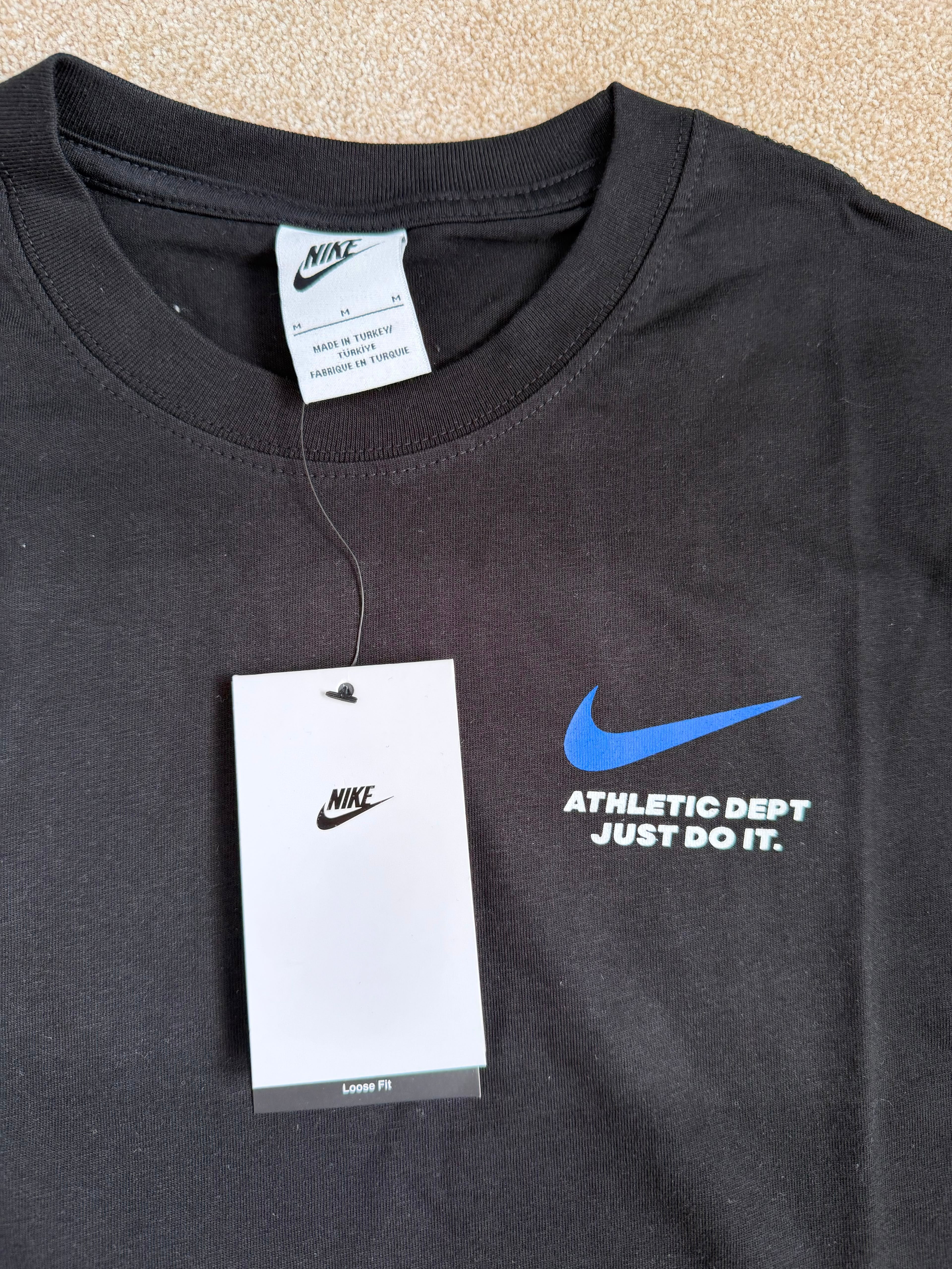 Nike Athletic Dept Just Do It Logo 2pc T-Shirt & Shorts Set Black/Blue MEDIUM