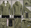adidas Unisex Large Teens Green Full Zip Fleece Hooded Hoodie Logo Pockets Size