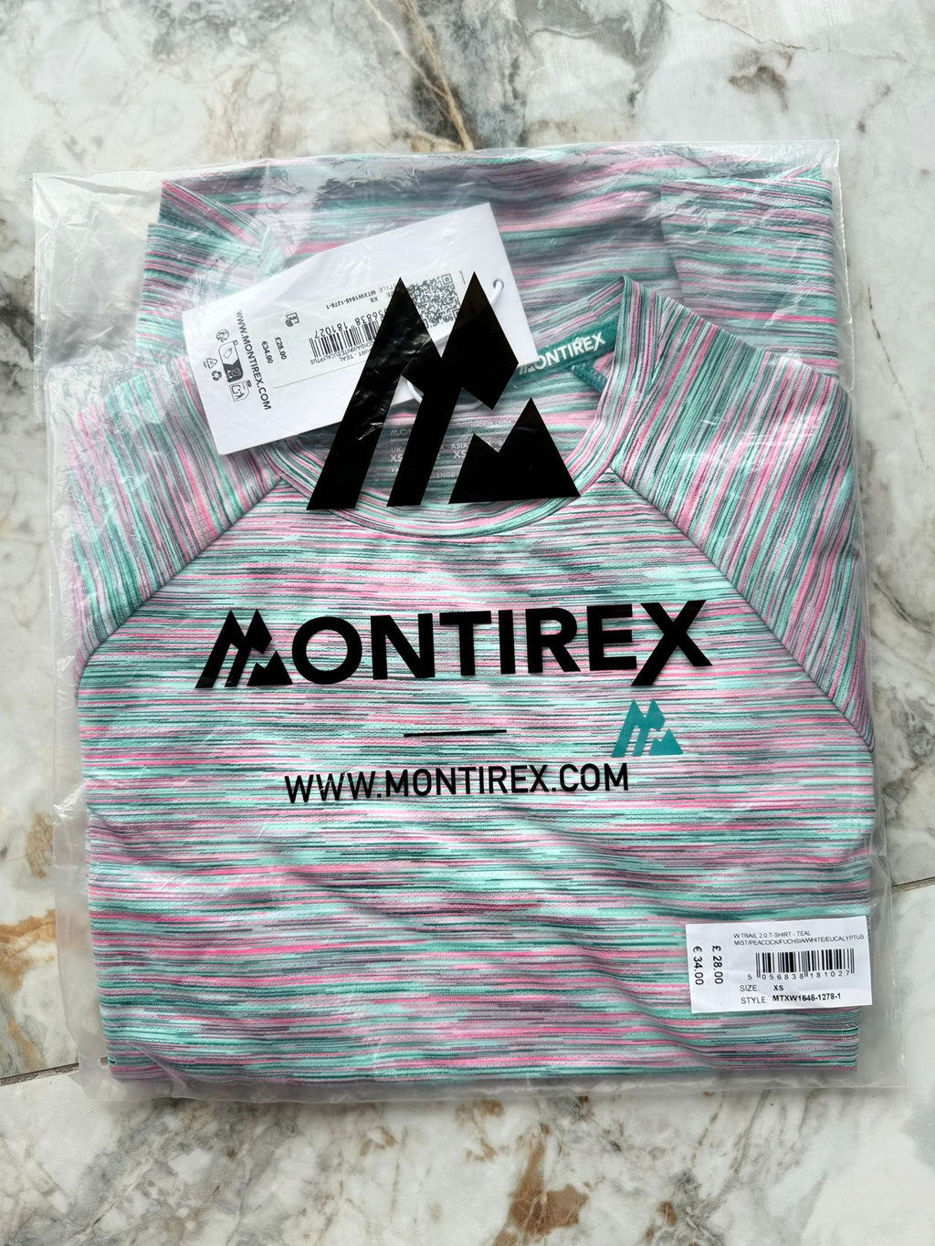 Montirex W Trail 2.0 Lightweight Athletic Fit T-Shirt Pink Green Grey XS