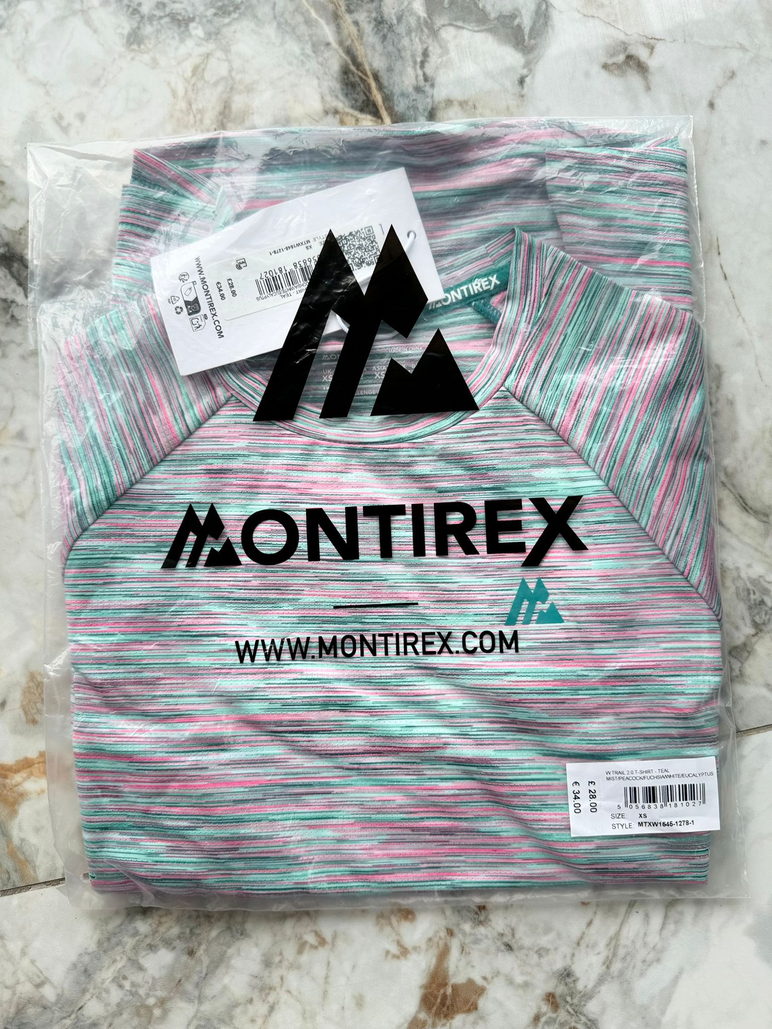 Montirex W Trail 2.0 Lightweight Athletic Fit T-Shirt Pink Green Grey XS