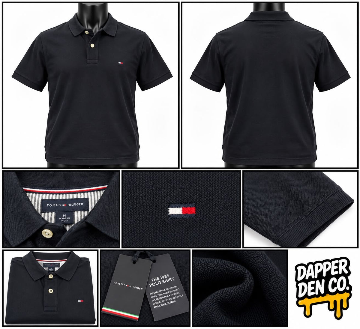 Tommy Hilfiger Men's Navy Solid Polo Shirt L Regular Short Sleeve Logo