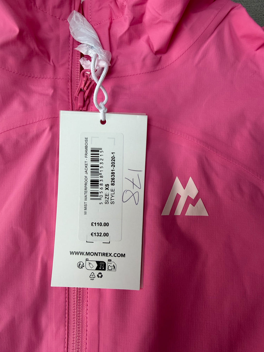 Montirex Mist Women’s Pink Waterproof Hooded Ripstop Raincoat Jacket Zip XS