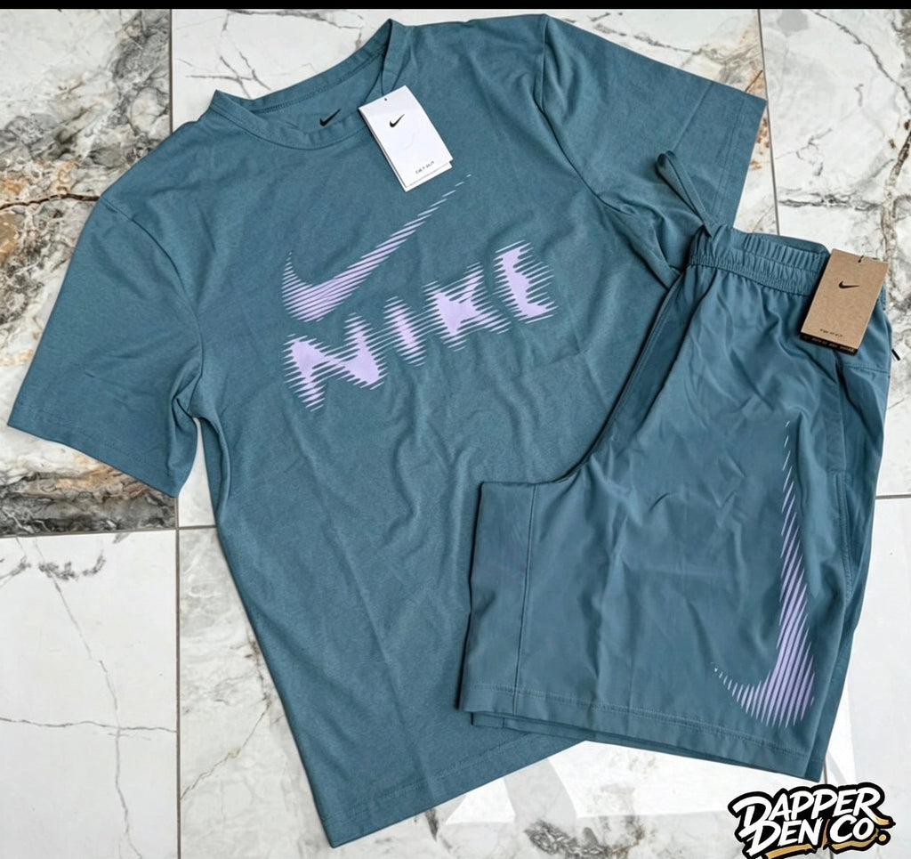 Nike Dri-FIT Men's 2pc T-Shirt & Shorts Set Pockets Drawstring Blue M