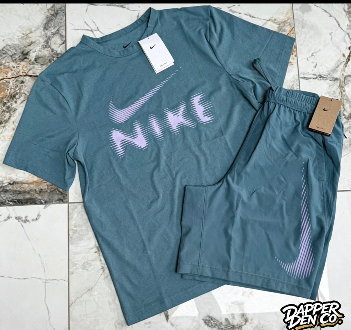 Nike Dri-FIT Men's 2pc T-Shirt & Shorts Set Pockets Drawstring Blue M
