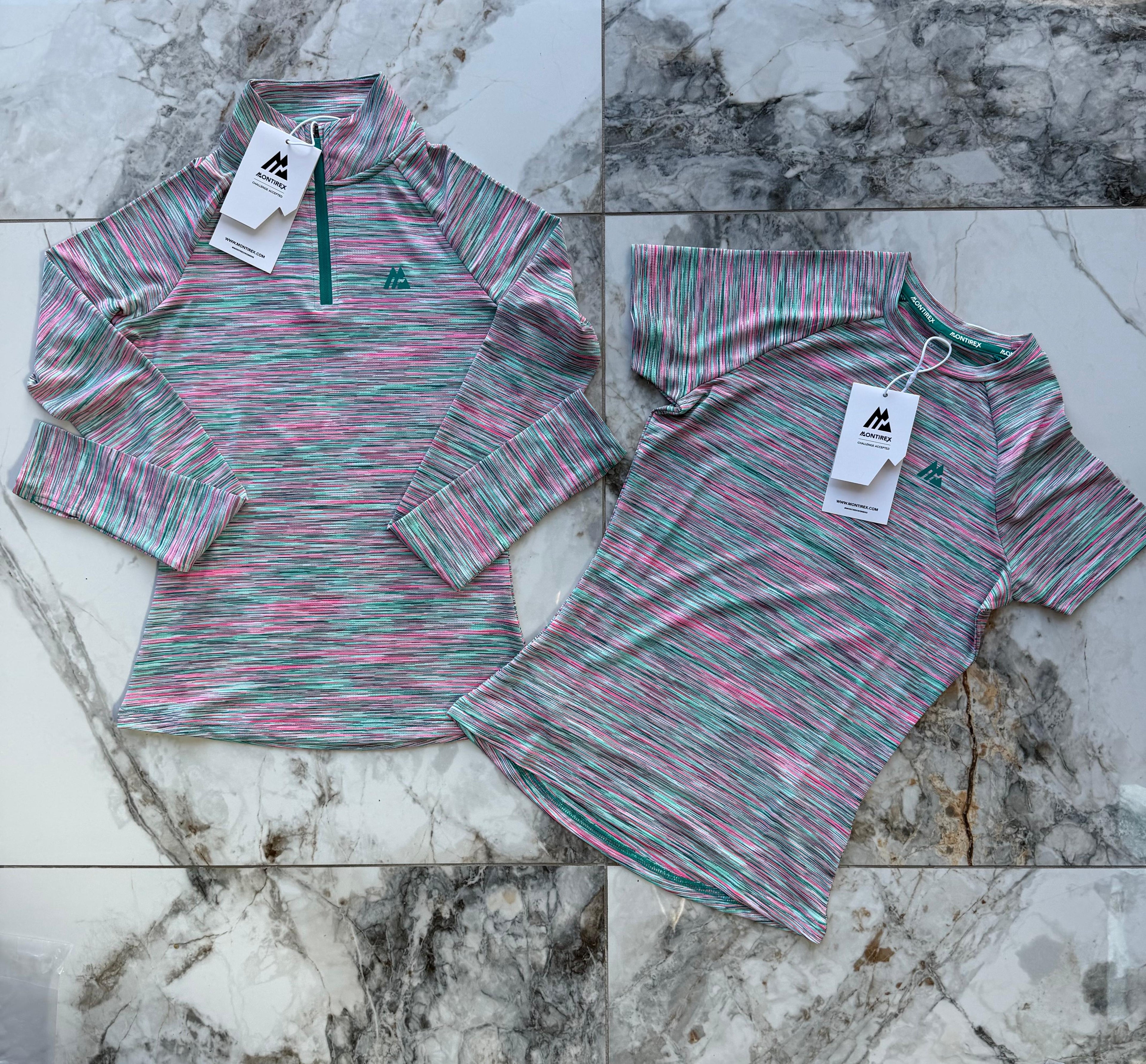 Montirex Women's 1/4 Zip Mock Neck Striped Raglan Gym T-Shirt Multicolour XXS