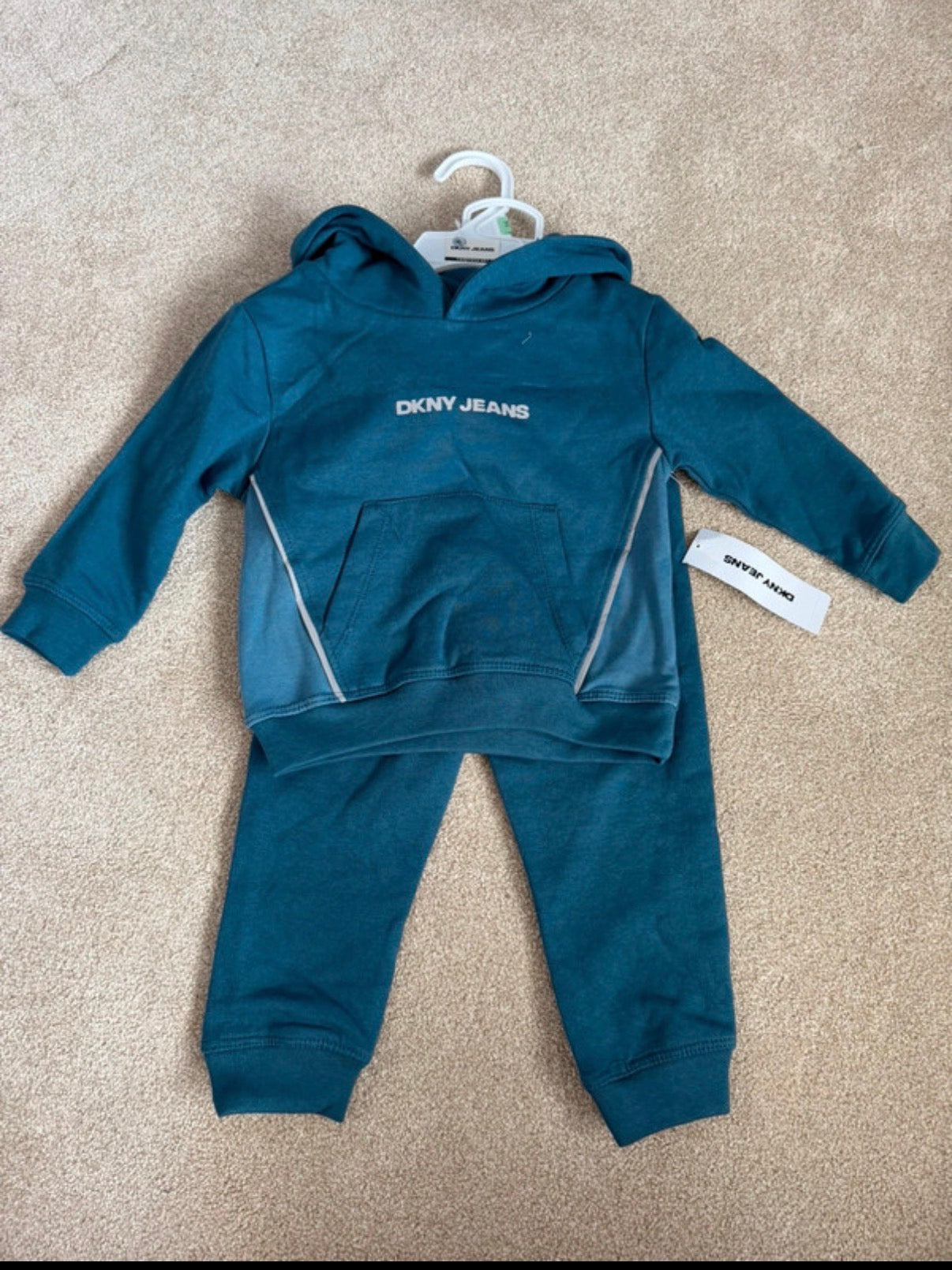 DKNY Jeans 2pc Fleece Logo Hoodie & Joggers Set Blue 12-18 Months