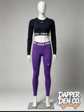 Nike Pro Dri-FIT Women's black Crop long sleeve top & Mid purple Leggings  XS