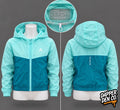 Montirex Pace 2.0 Teens Turquoise/Blue Hooded Ripstop Windbreaker Zip M/G