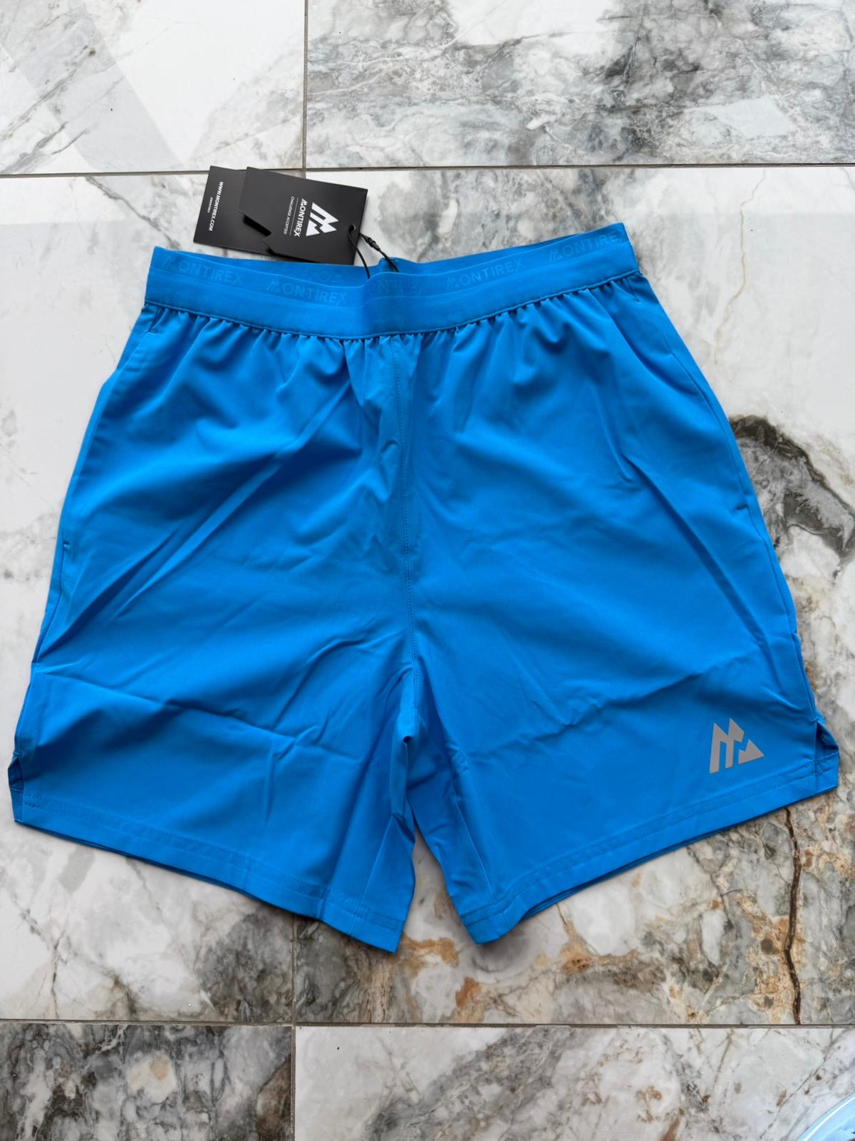 Montirex Men's FLY 3.0 Blue Athletic Shorts S Pockets Stretch Gym Running