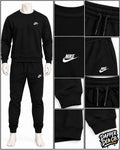 Nike Logo Men's 2pc Fleece Sweatshirt & Track Pants Set Pockets Black L