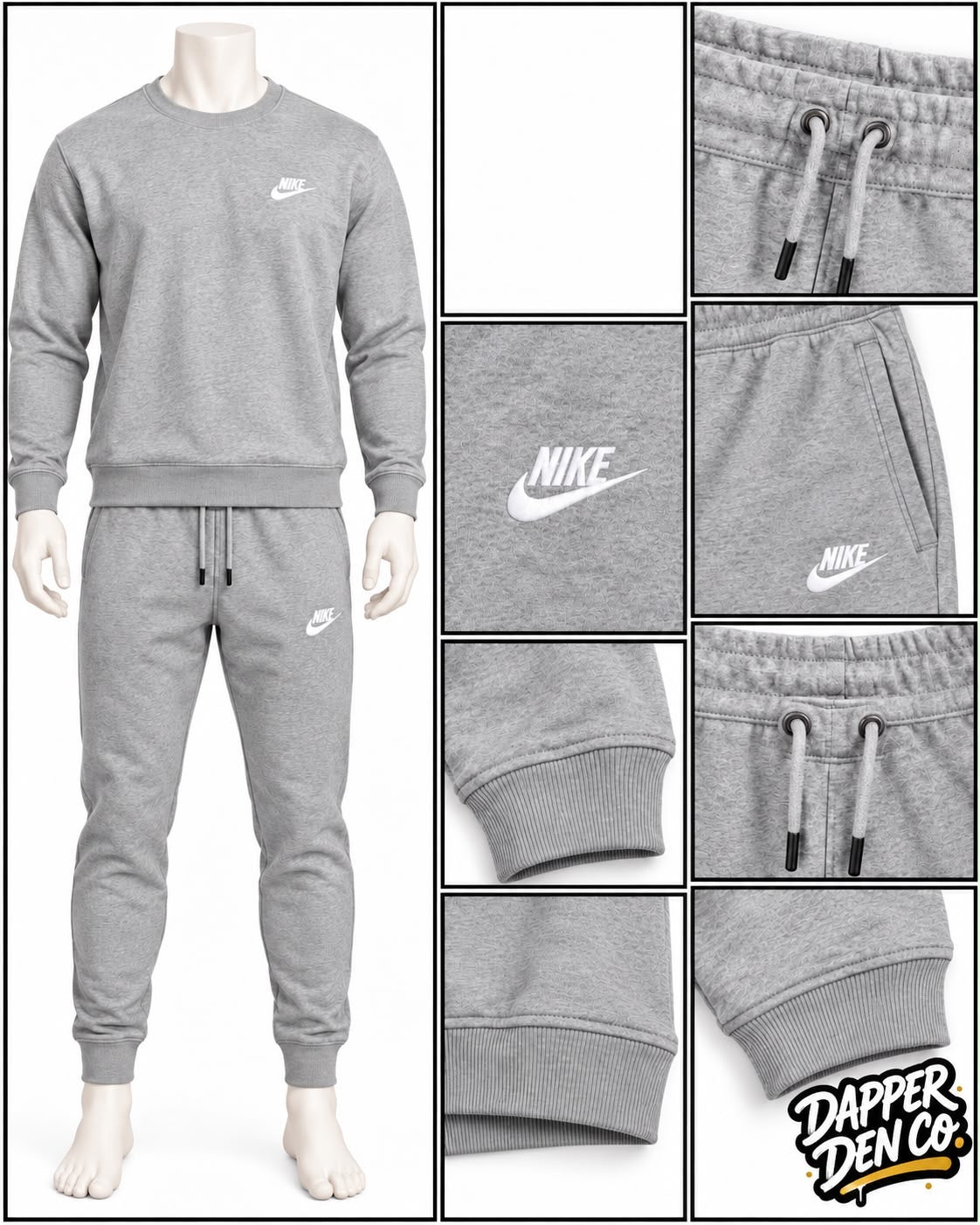 Nike Logo Men's 2pc Fleece Sweatshirt & Track Pants Set Grey XL