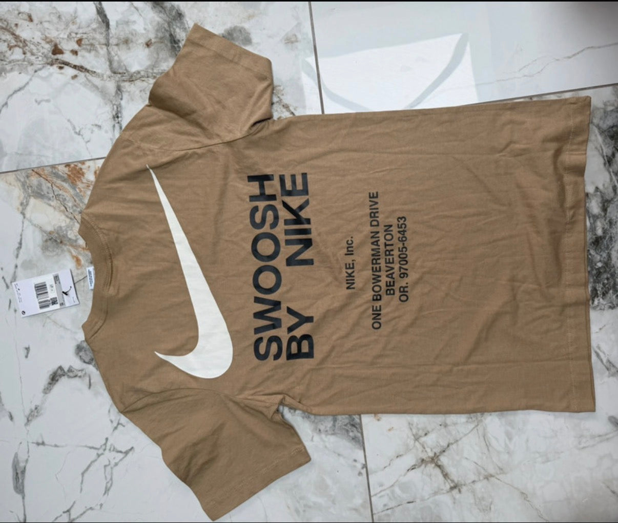 Nike Men’s Beige Logo Graphic Print Crew Neck Short Sleeve T-Shirt XS
